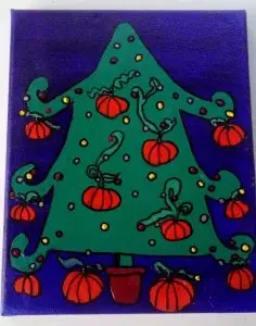 Hand painted pumpkin tree