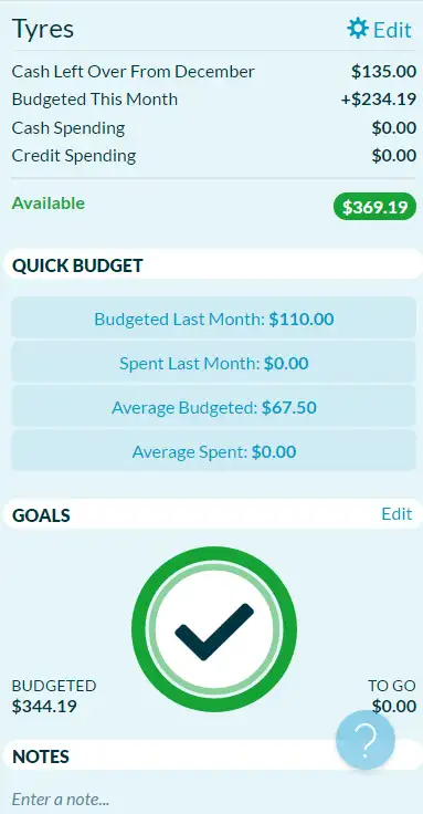 YNAB Goal Setting