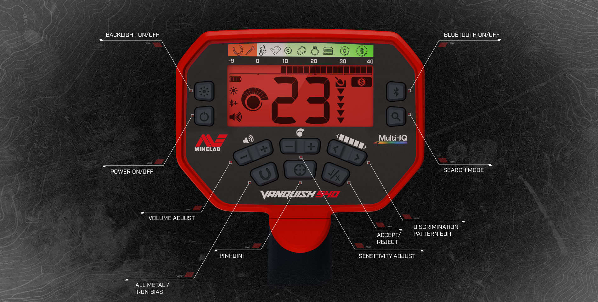 MineLab Vanquish 540 Control Panel